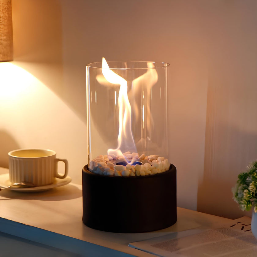 Modern Glass Cylinder Ethanol Oil Lamp