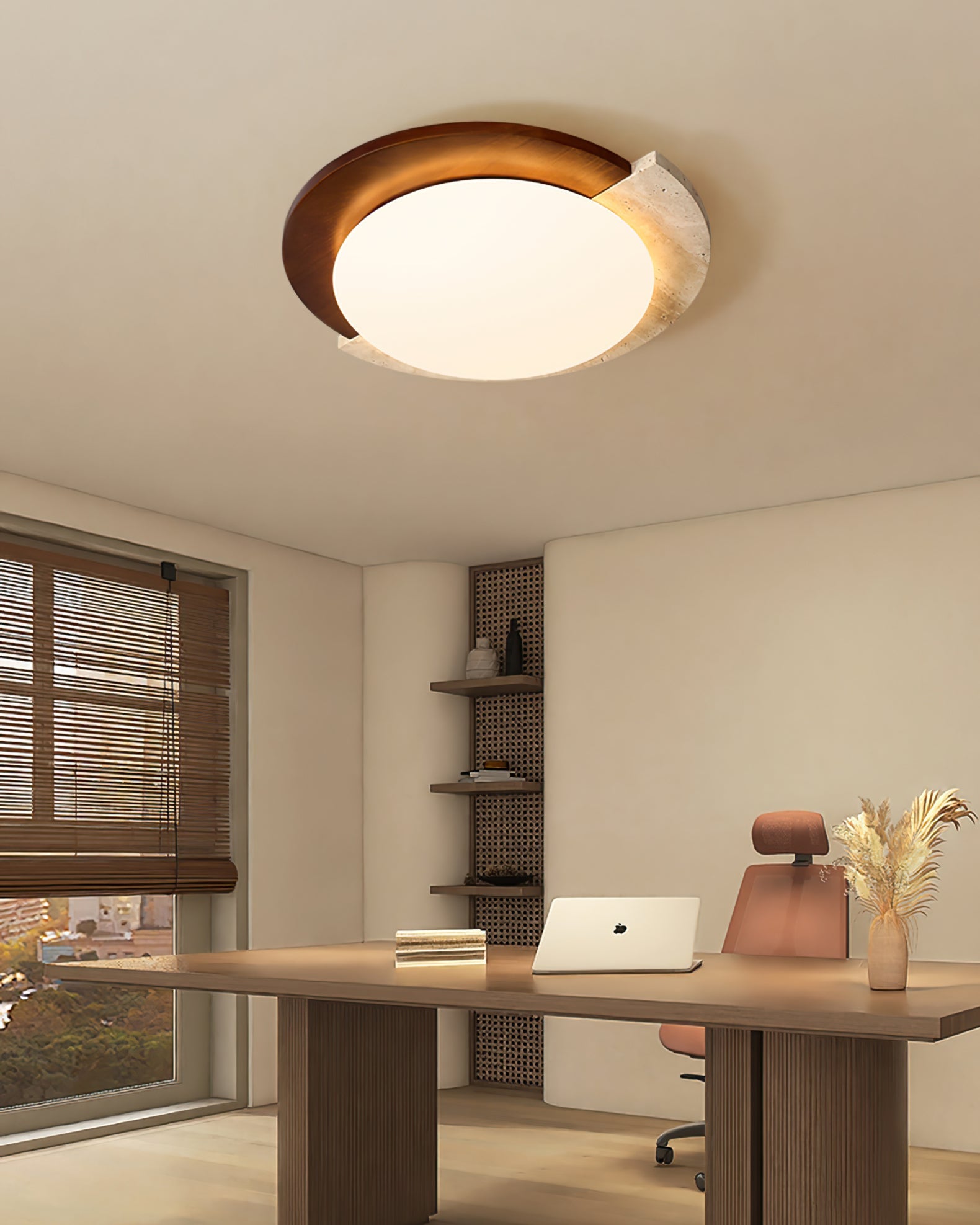 Calvrane Travertine Oval Ceiling Lamp