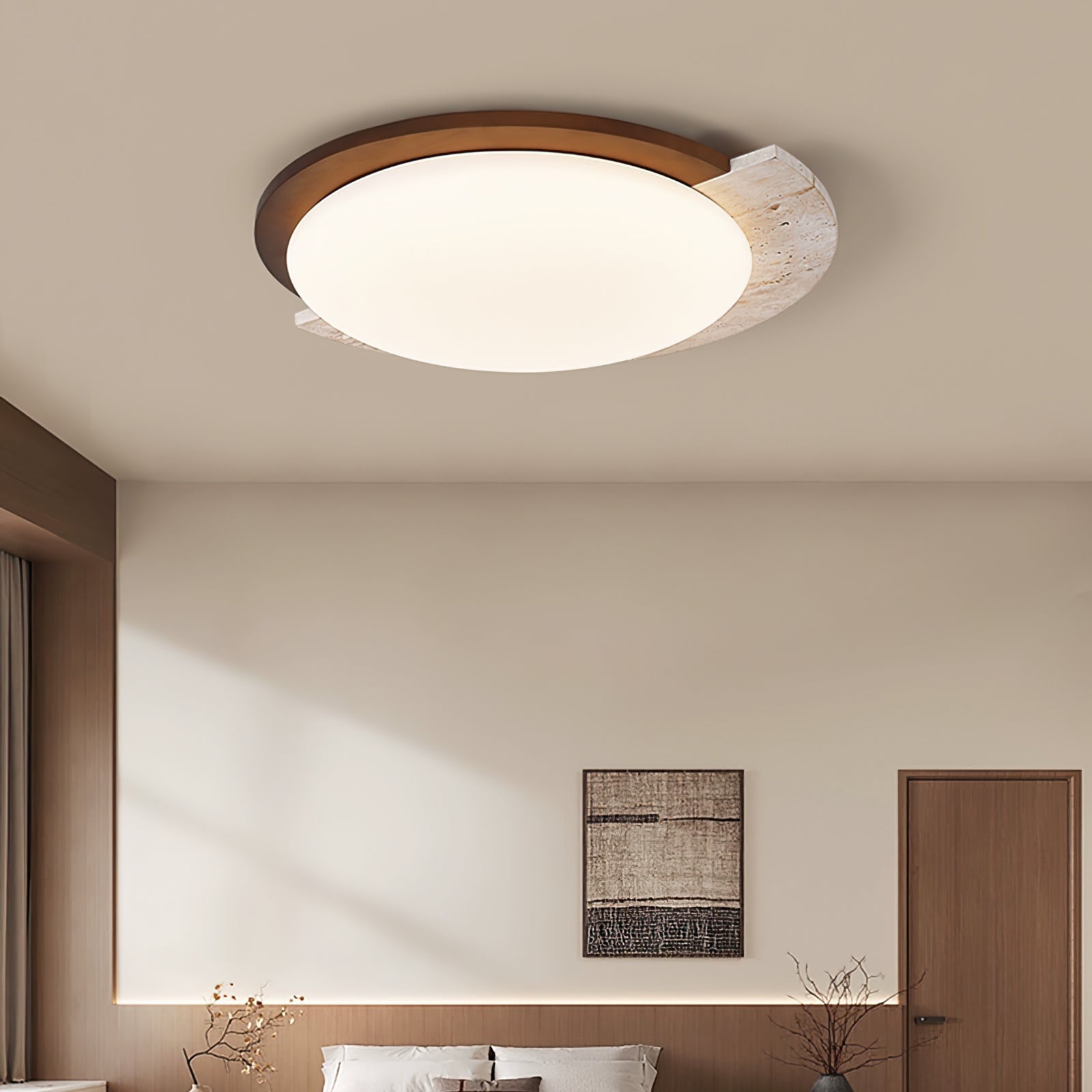 Calvrane Travertine Oval Ceiling Lamp