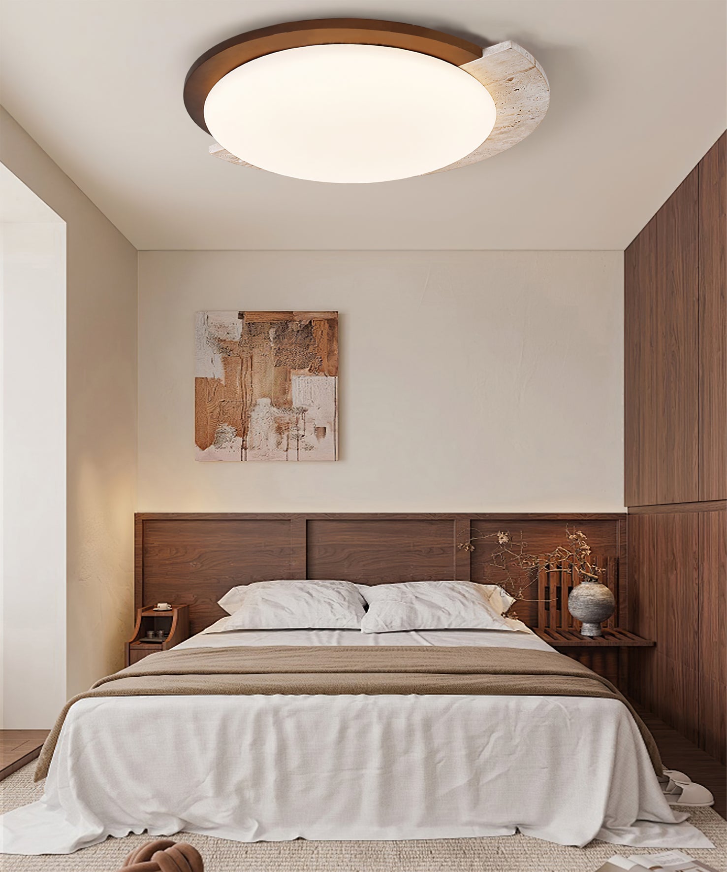 Calvrane Travertine Oval Ceiling Lamp