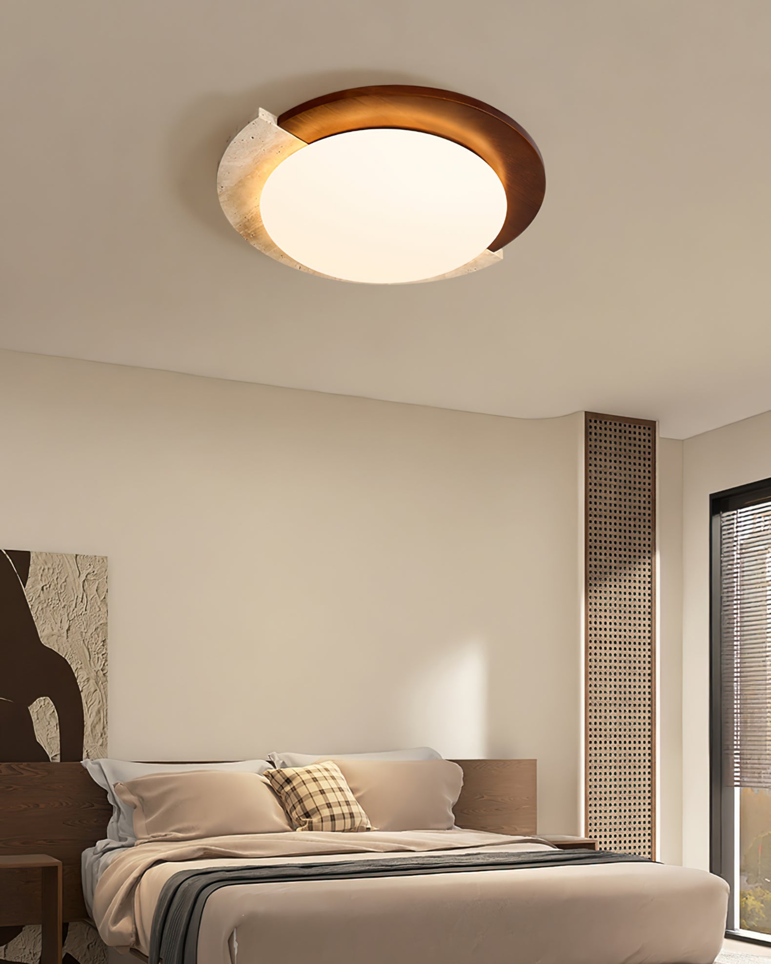 Calvrane Travertine Oval Ceiling Lamp