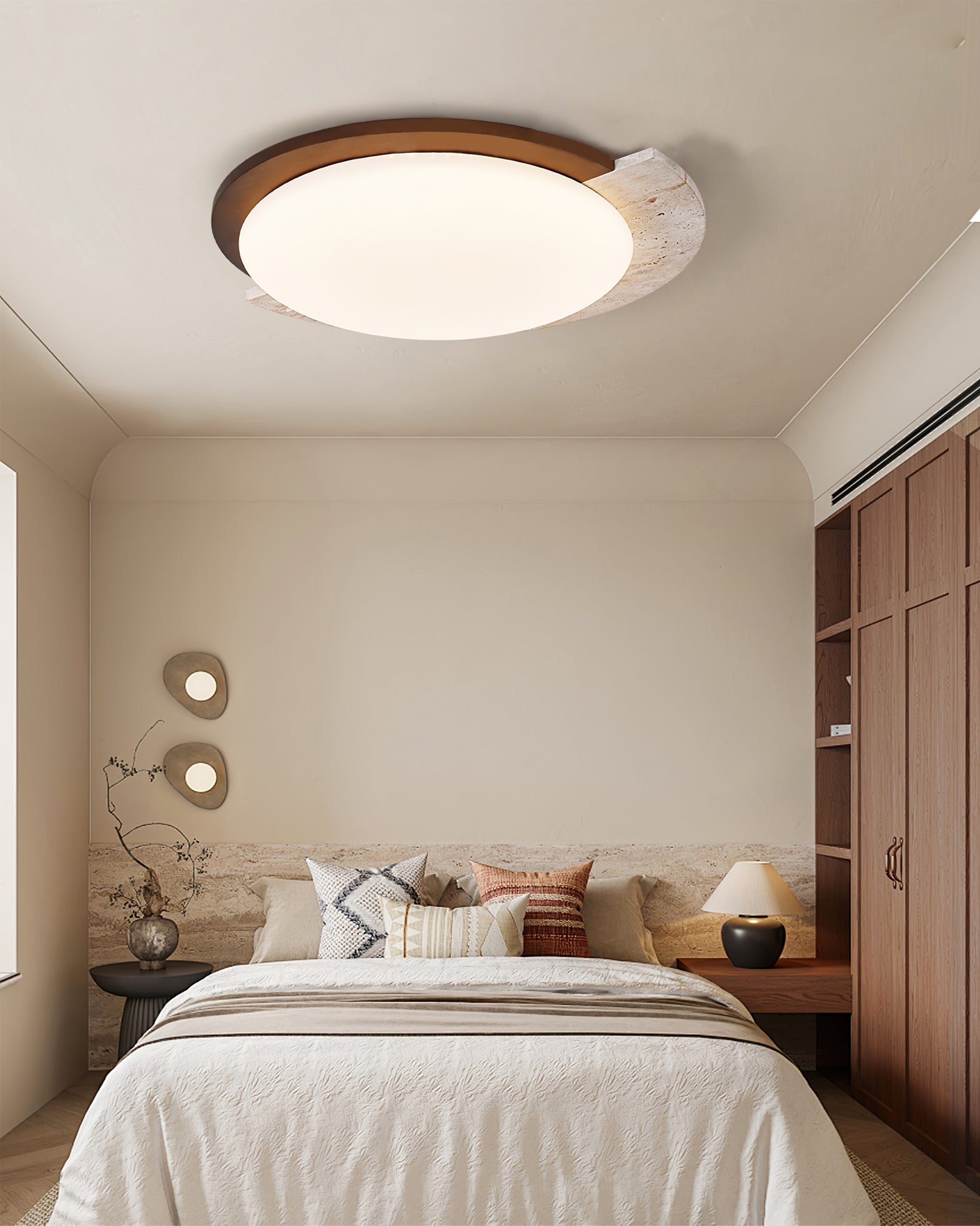 Calvrane Travertine Oval Ceiling Lamp