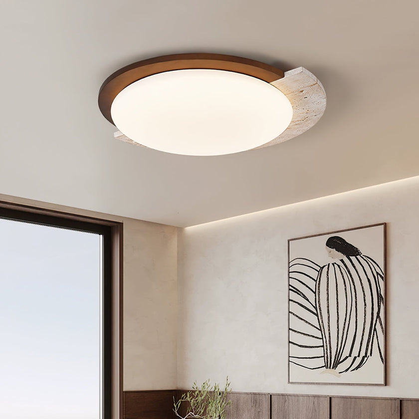 Calvrane Travertine Oval Ceiling Lamp