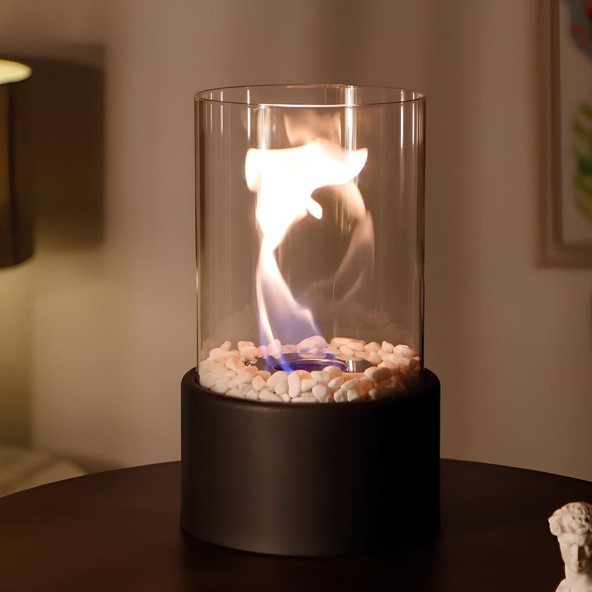 Modern Glass Cylinder Ethanol Oil Lamp