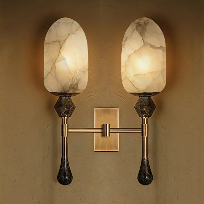 Alabaster Brass Obelisk Sconce