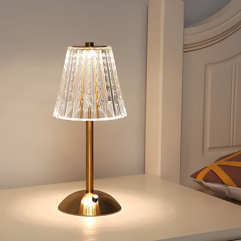 Vintage Golden Crystal Table Lamp
