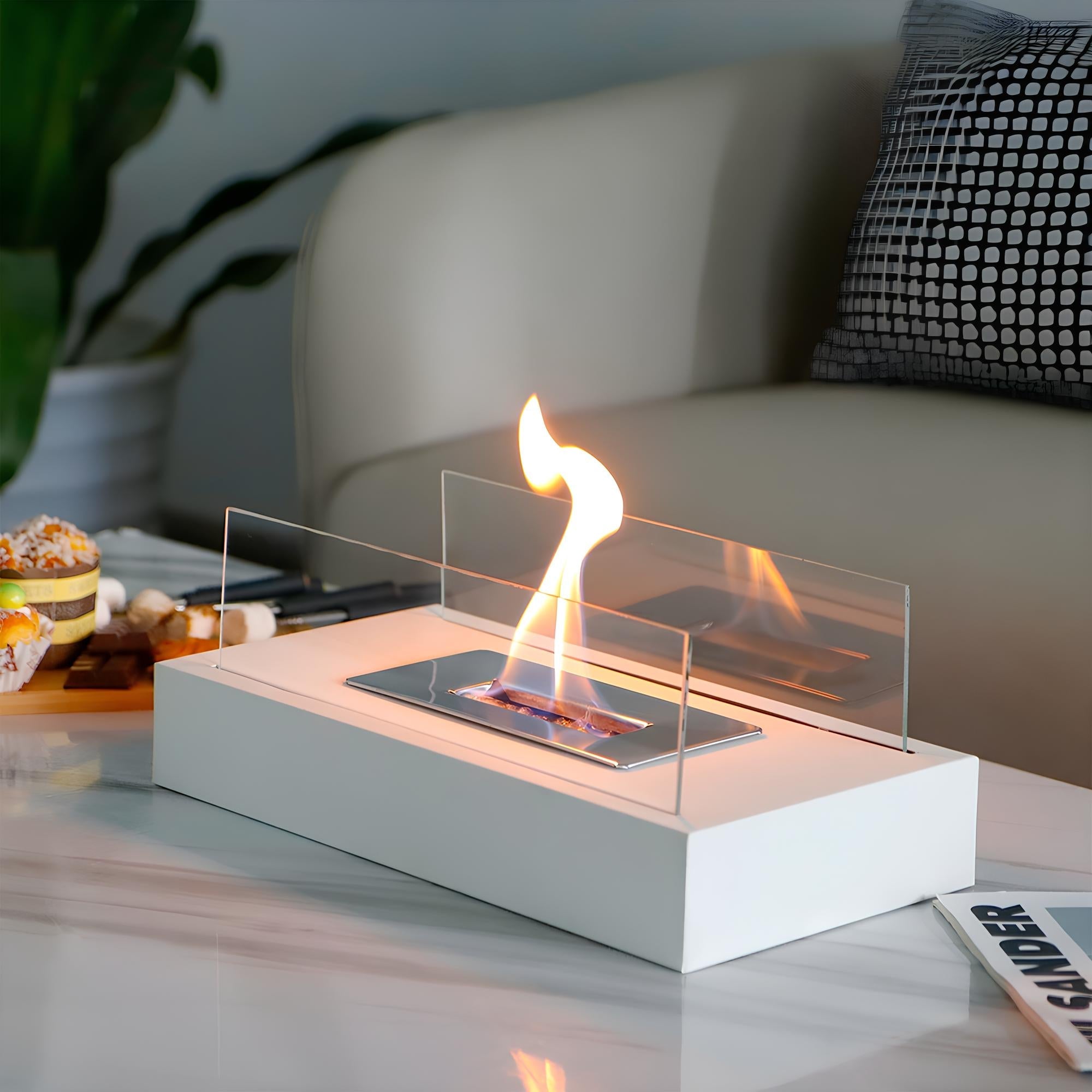 Modern Metal Tabletop Ethanol Fireplace Light Fixture