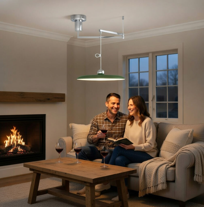 Arlen Modern Adjustable Swing Arm Disc Pendant Lamp