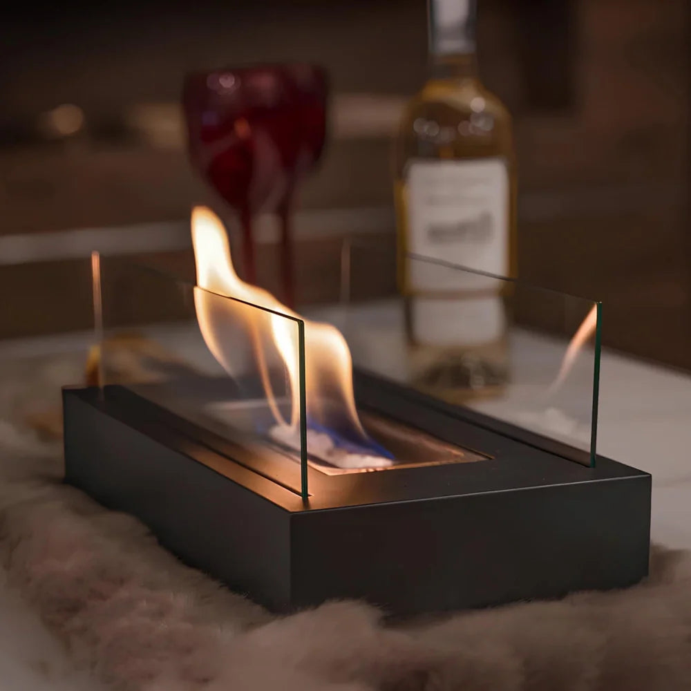 Modern Metal Tabletop Ethanol Fireplace Light Fixture