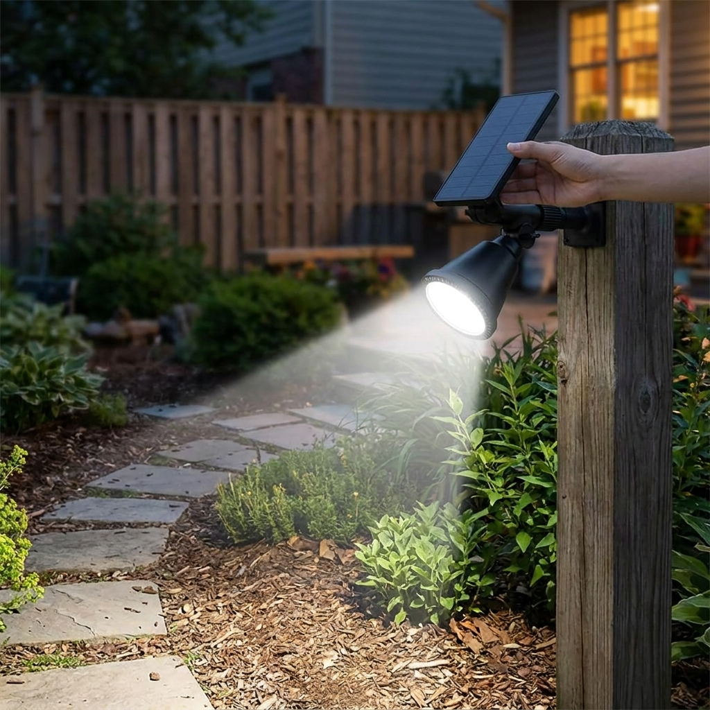 Solar Powered Garden Spotlight lifestyle