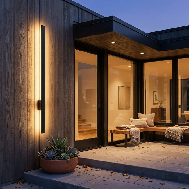Linear Luxe Outdoor Sconce lifestyle
