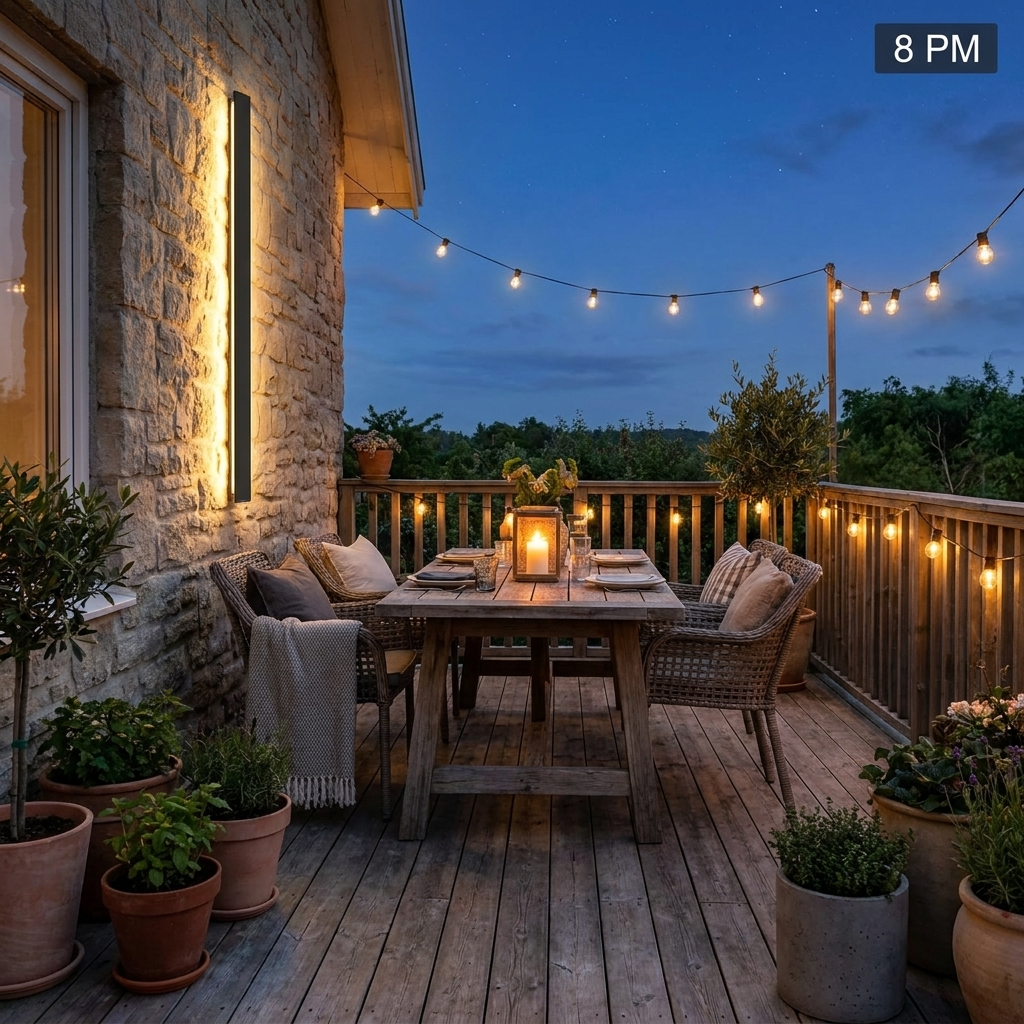 Linear Luxe patio evening