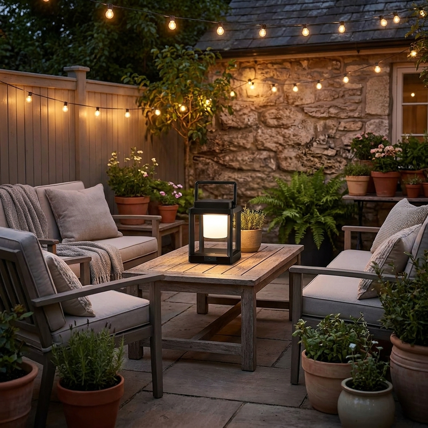 Solar Lantern patio evening