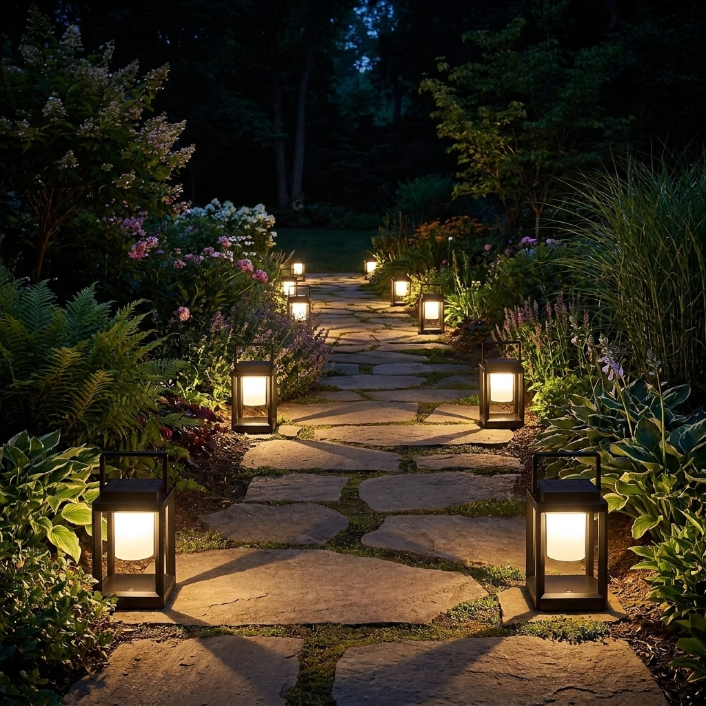 Solar Lantern pathway night
