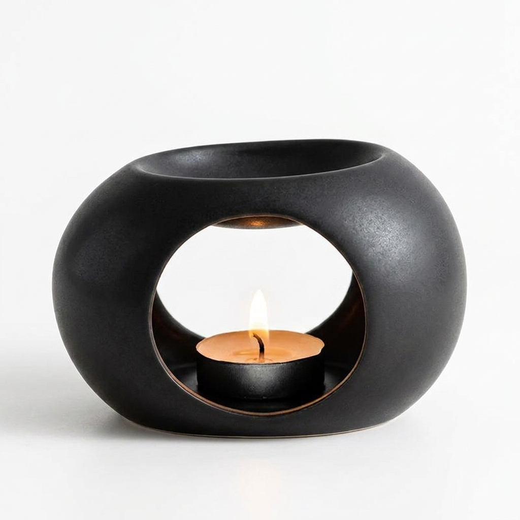 Ceramic oil burner white background