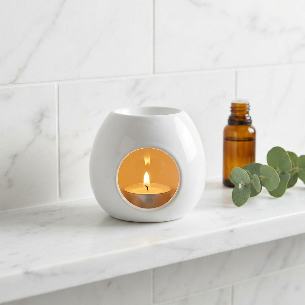 White ceramic tealight holder lifestyle
