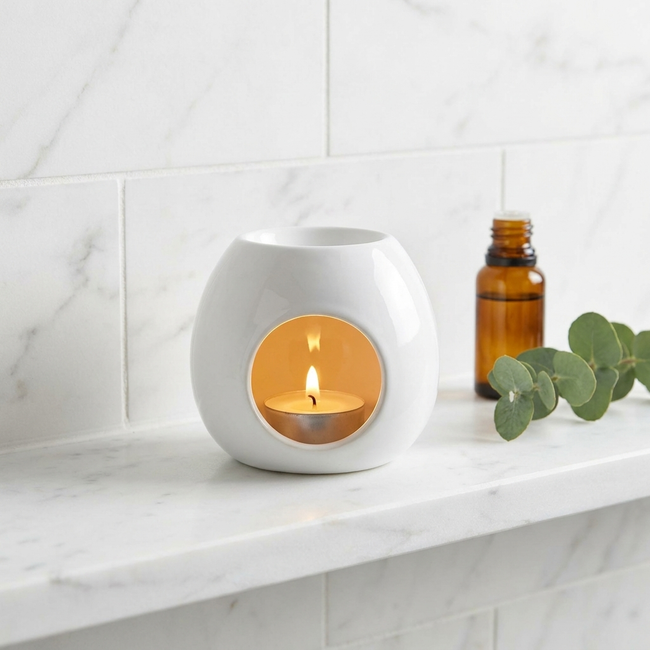 White ceramic tealight holder lifestyle