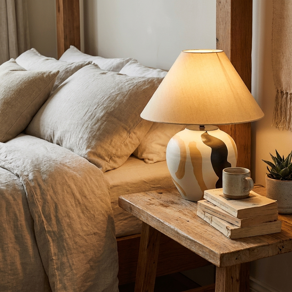 Ceramic Abstract Pattern Table Lamp - lifestyle
