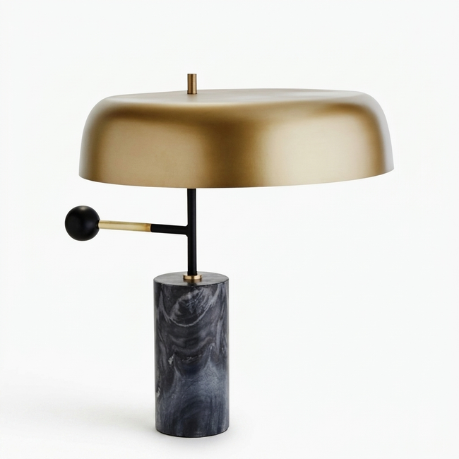 Marble Gold Shade Table Lamp - white