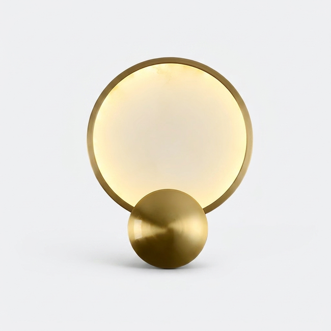 Gold Alabaster Disc Wall Sconce - white