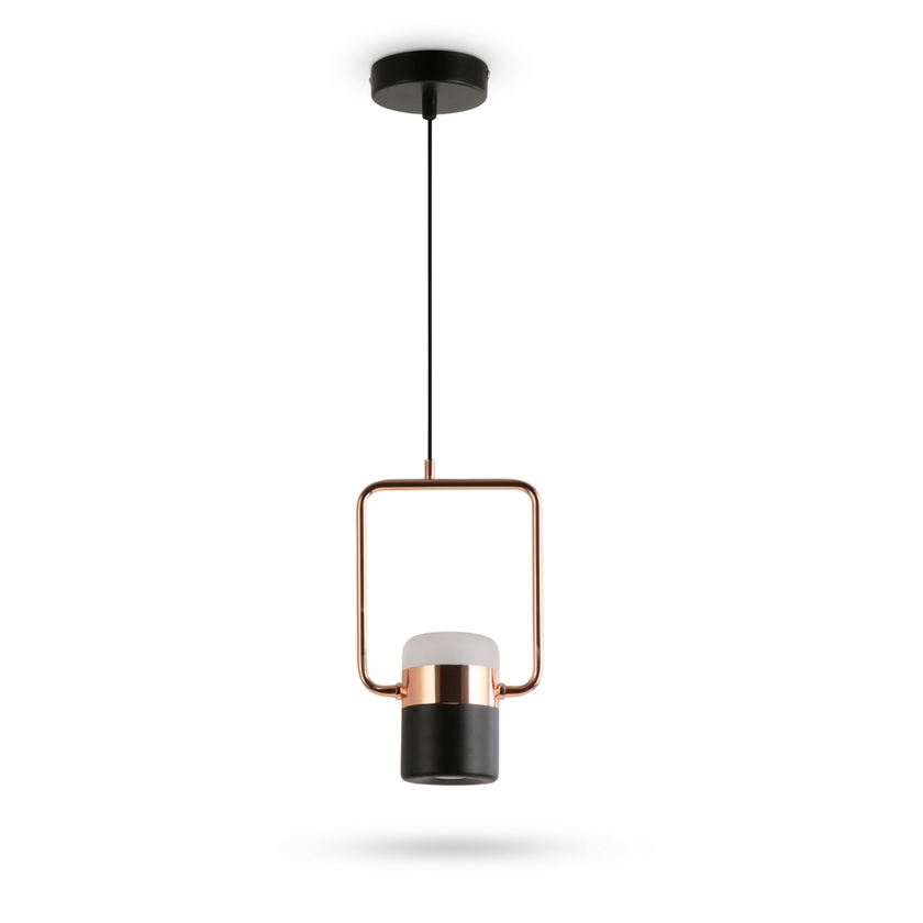 Iron Frame Tilting Pendant Light - white