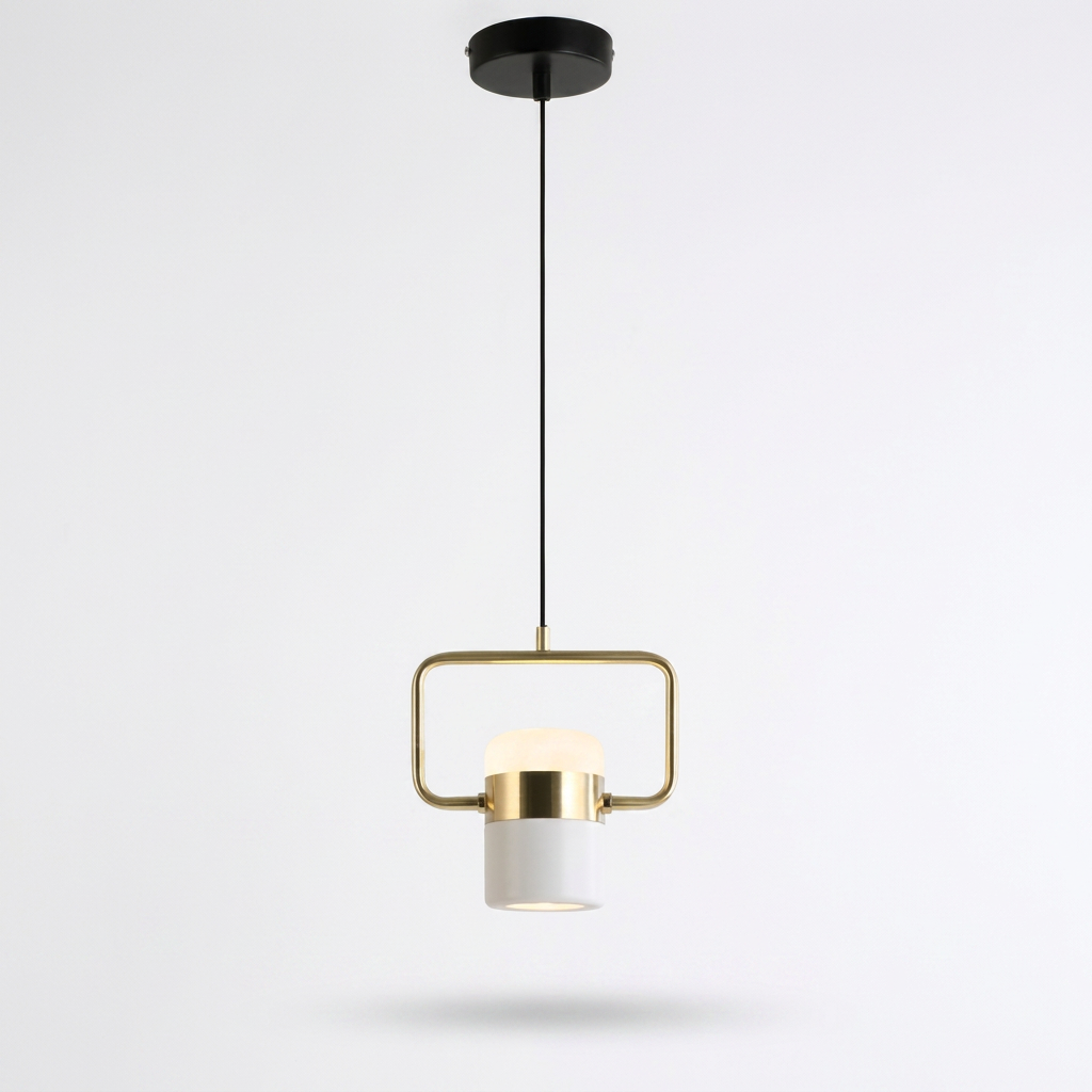 Iron Frame Tilting Pendant Light - white