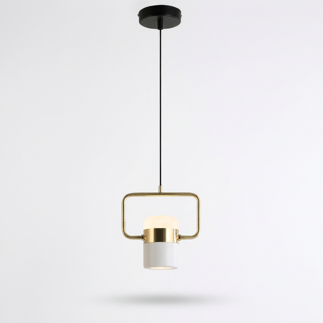 Iron Frame Tilting Pendant Light - white