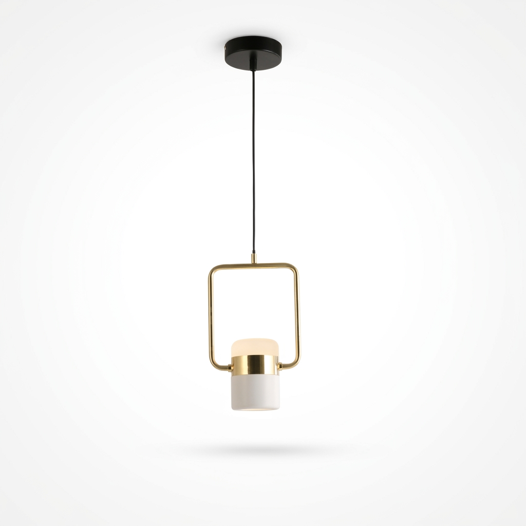 Iron Frame Tilting Pendant Light - white