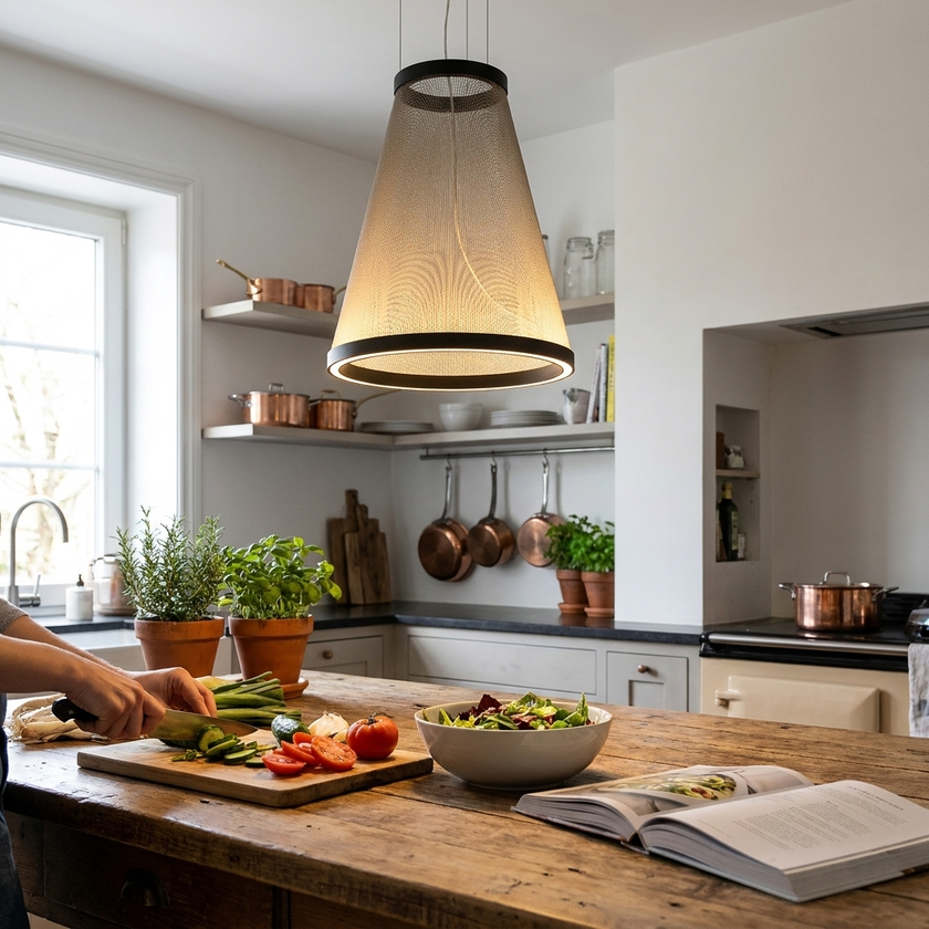 Metal Mesh Cone Pendant Light - lifestyle