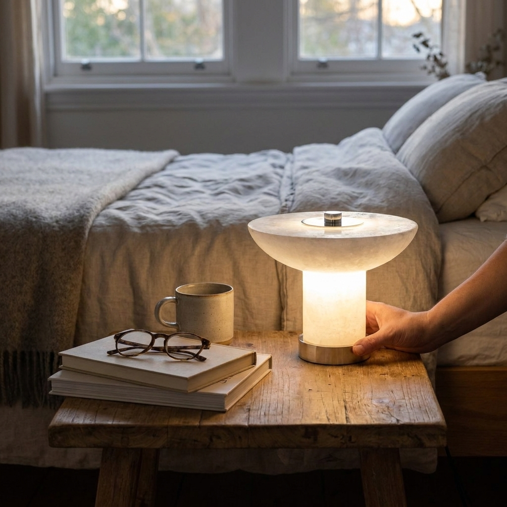 Alabaster Rechargeable Table Lamp - lifestyle