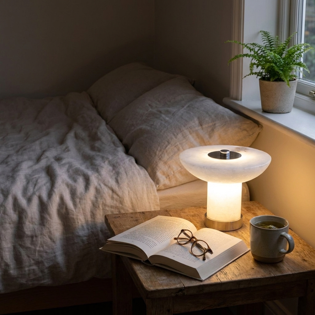 Alabaster Rechargeable Table Lamp - lifestyle