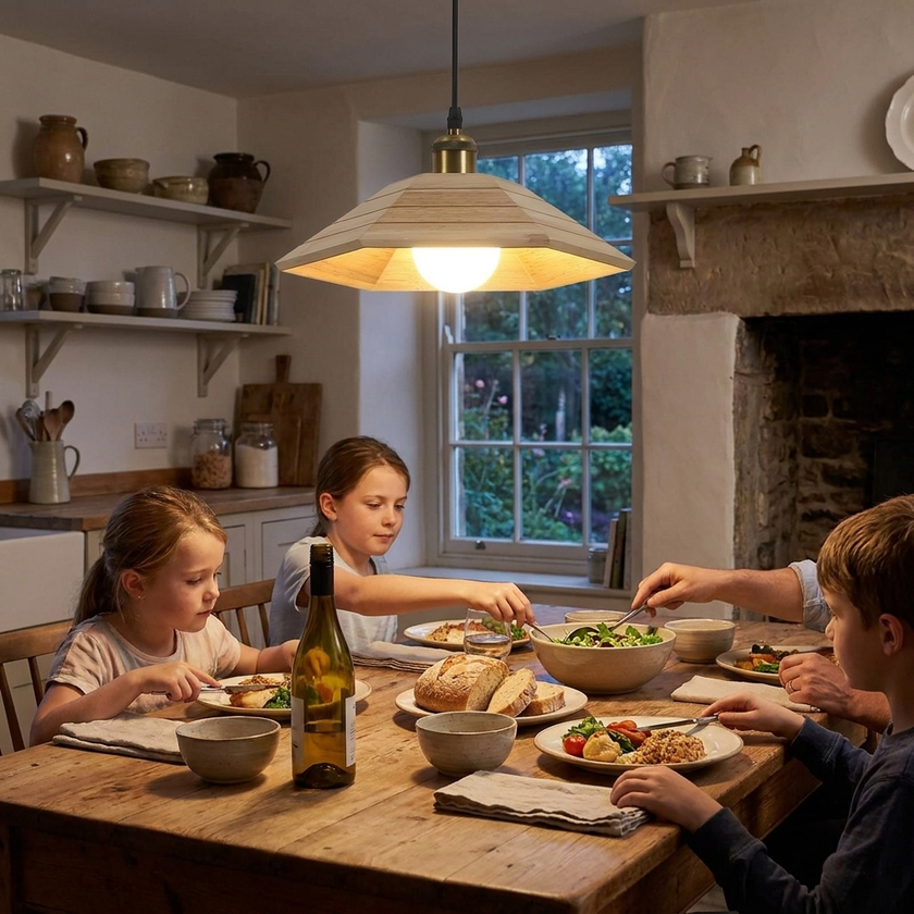 Wood Umbrella Pendant Light - lifestyle