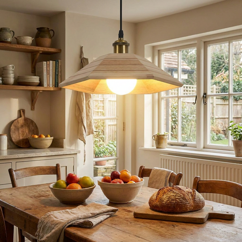 Wood Umbrella Pendant Light - lifestyle