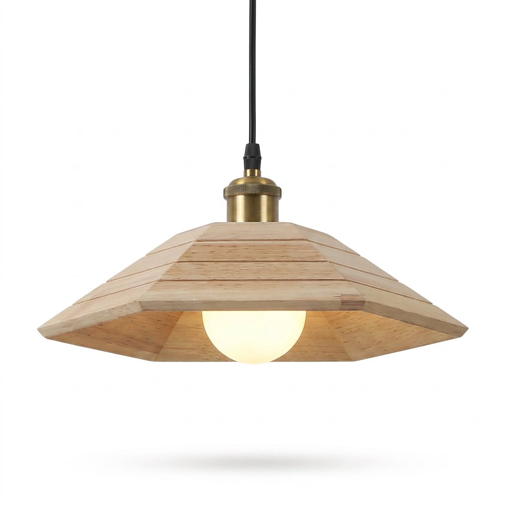 Wood Umbrella Pendant Light - white