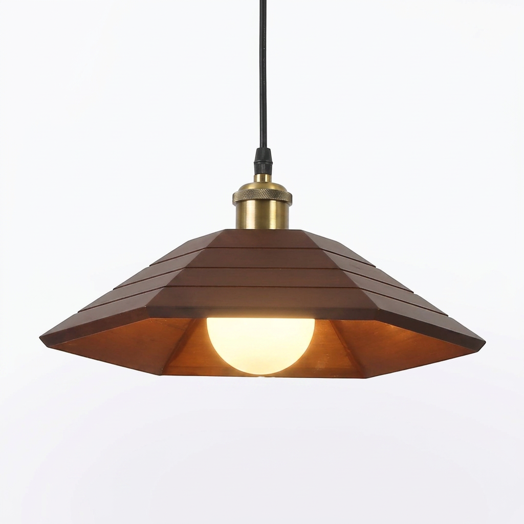 Wood Umbrella Pendant Light - white