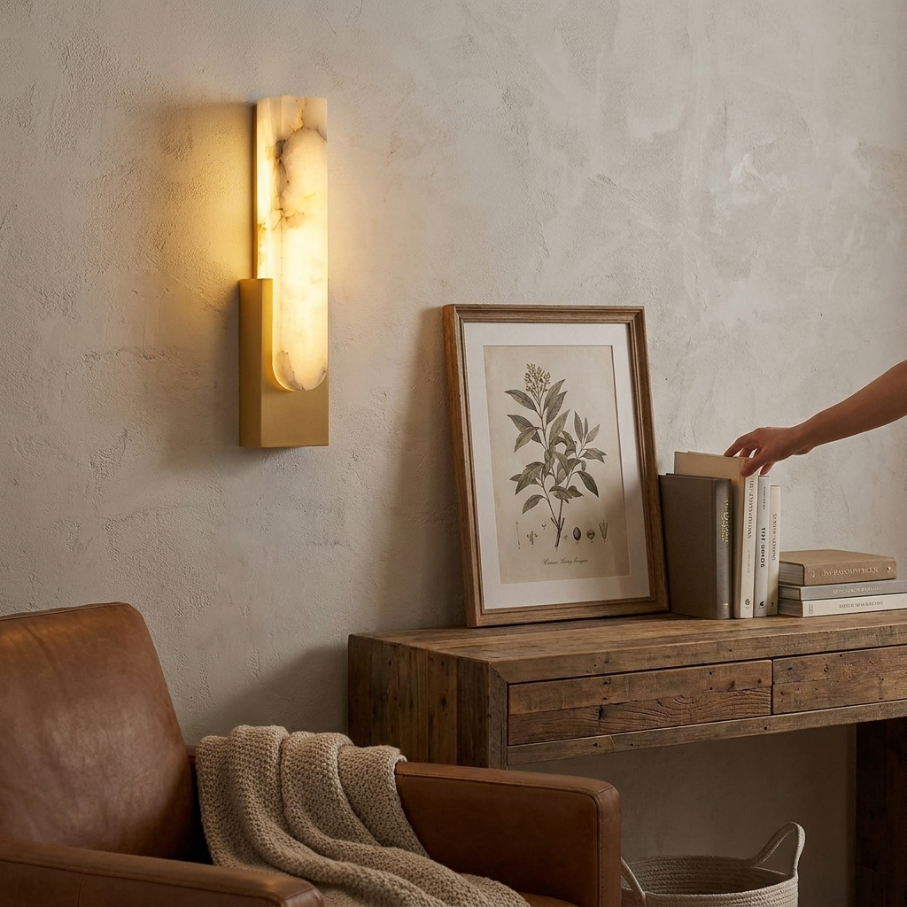 Alabaster Pillar Wall Lamp - lifestyle