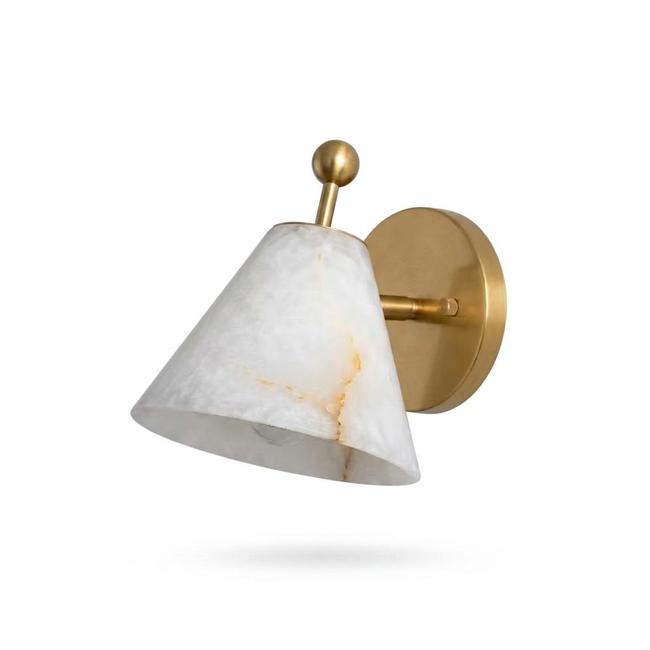 Alabaster Angled Cone Wall Sconce - white