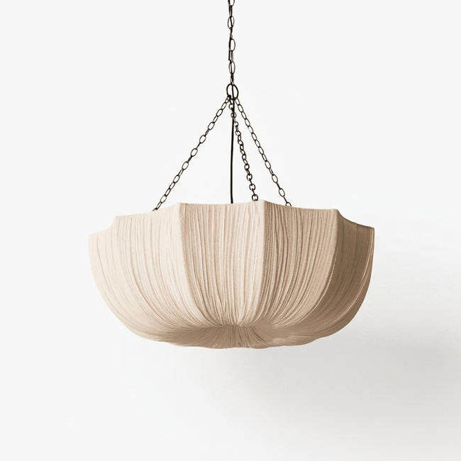 Cotton Drum Pendant Light - white