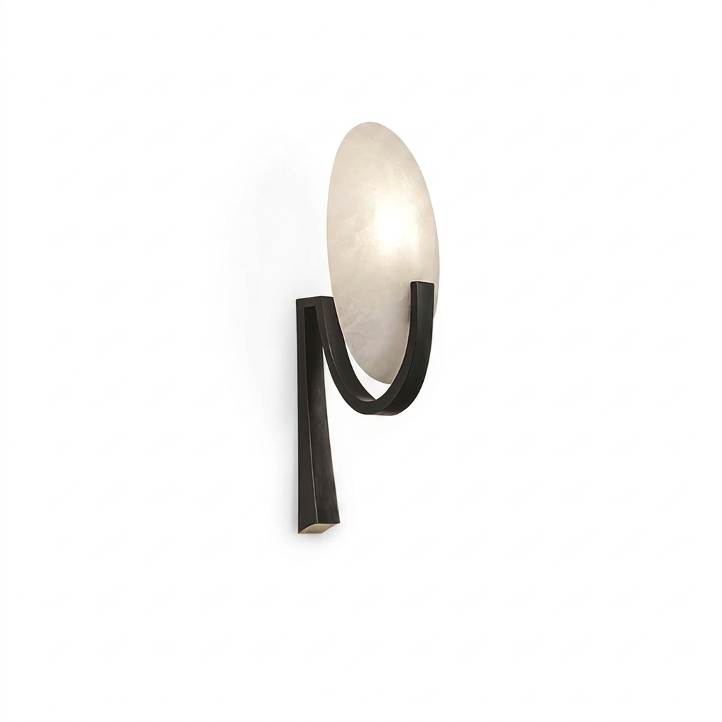 Alabaster Brass Cylinder Wall Lamp - white