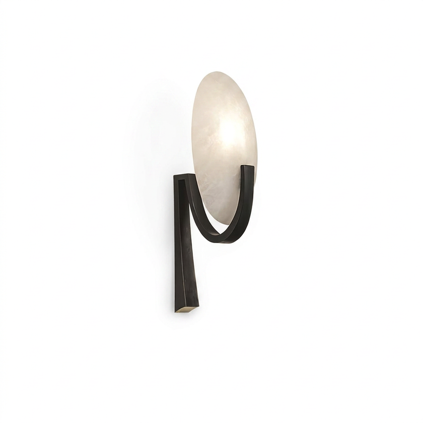 Alabaster Brass Cylinder Wall Lamp - white