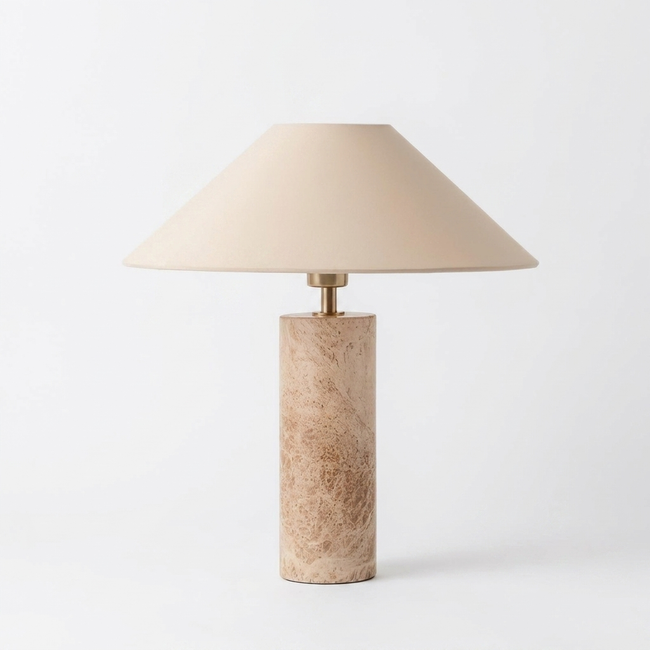 Marble Cylinder Table Lamp - white