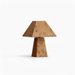 Burl Wood Pyramid Table Lamp - white