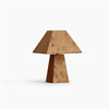 Burl Wood Pyramid Table Lamp - white