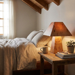 Burl Wood Pyramid Table Lamp - lifestyle