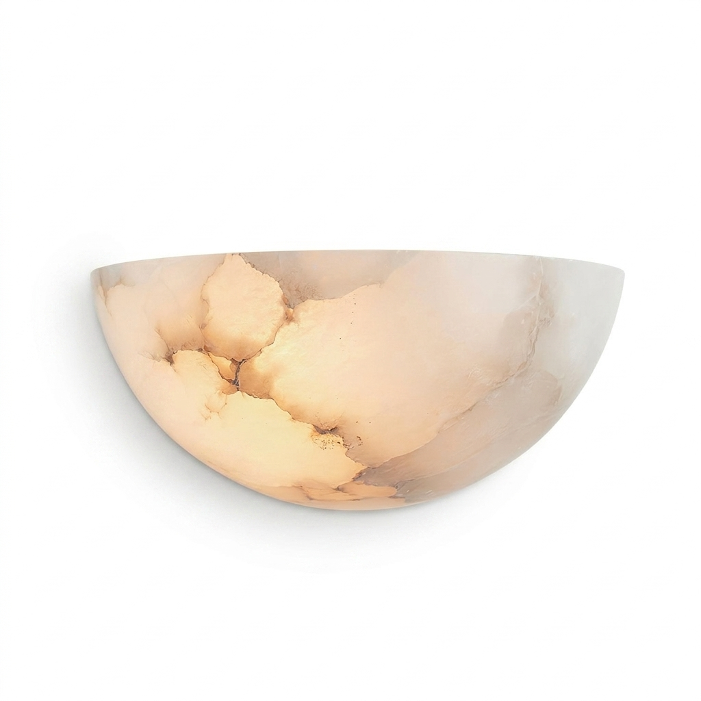 Alabaster Half-Moon Wall Sconce