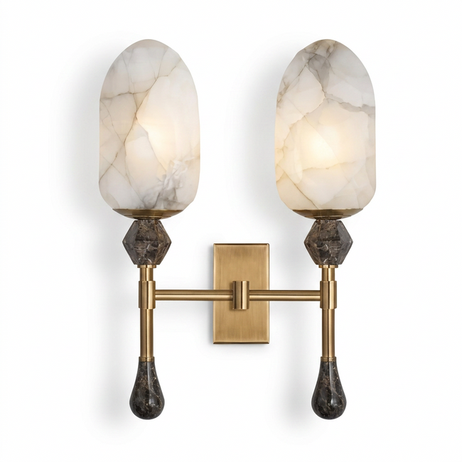 Alabaster Obelisk Double Alabaster Sconce
