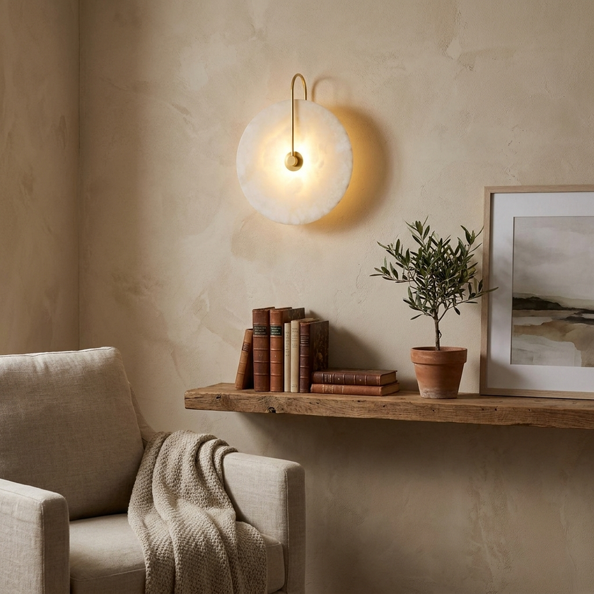 Alabaster LED Plug-In Wall Lamp