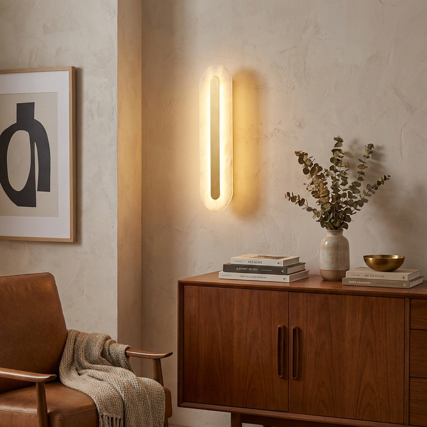 Alabaster Rounded Wall Light