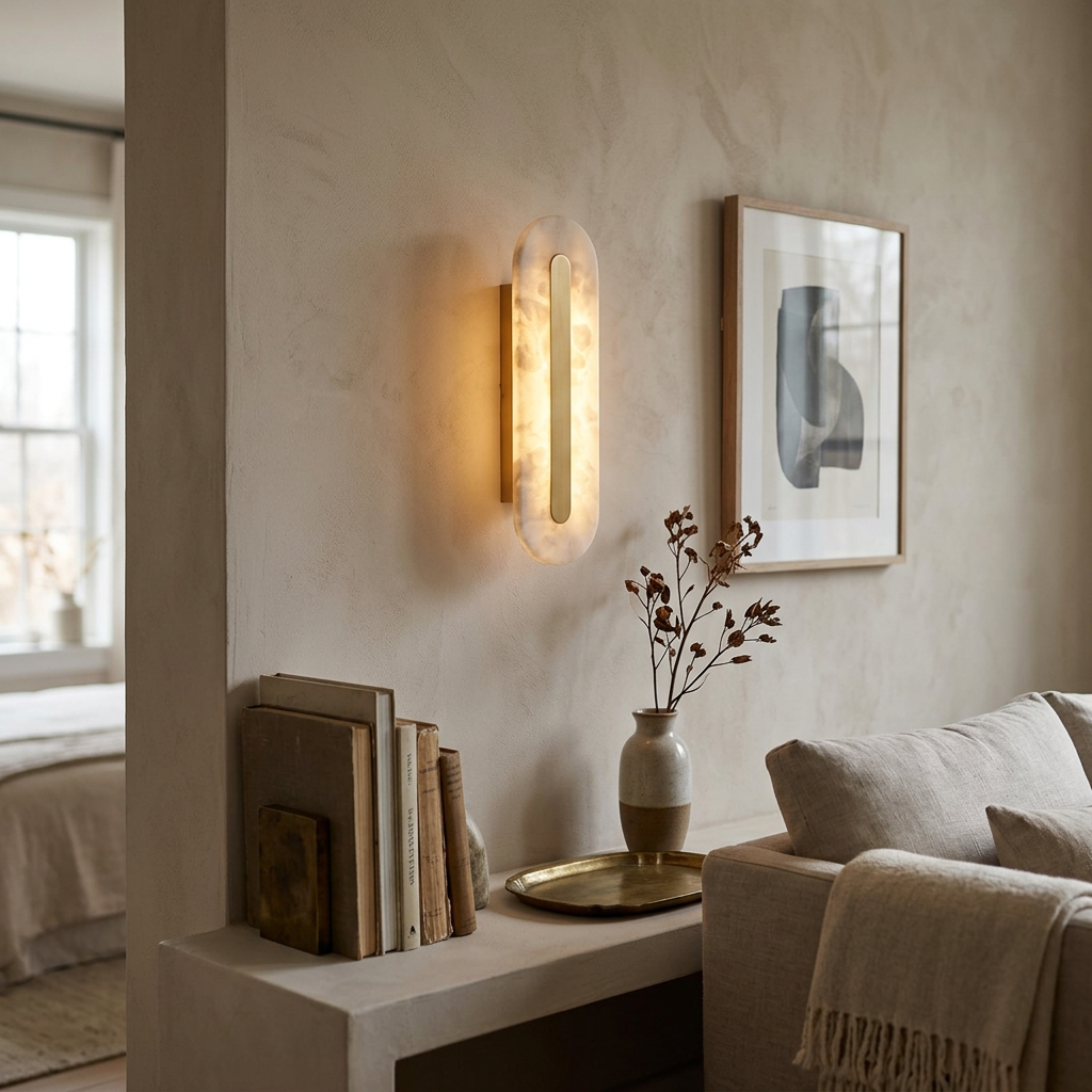 Alabaster Rounded Wall Light