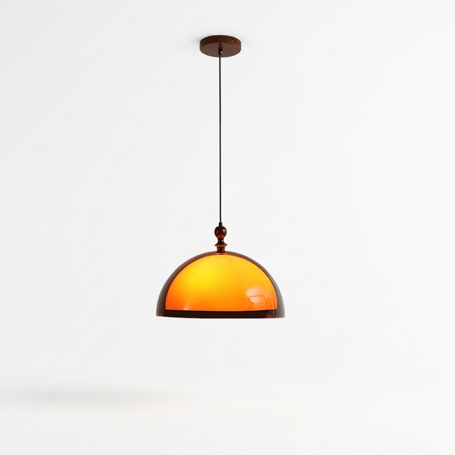 Amber Dome Shaped Pendant Light